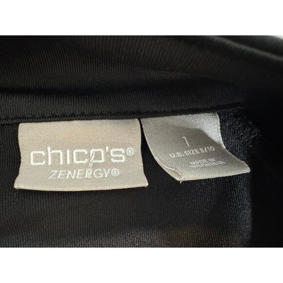 Chico's Zenergy black stretch knit quarter zip top 3/4 sleeve pullover Sz 1 US M - Picture 5 of 6